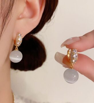 Ceramic Stone Earrings With Crystals