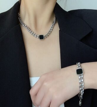 Chain neck piece with bracelet - available in silver and gold