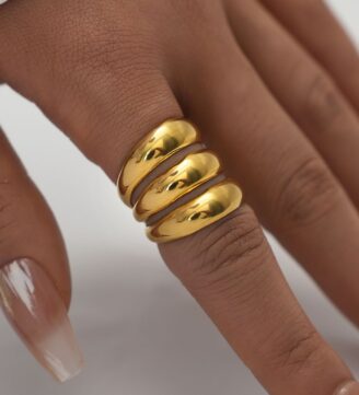 Gold Three Layered Fashion Ring