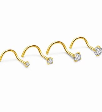 Stone Stud Nose Rings (Silver & Gold)
