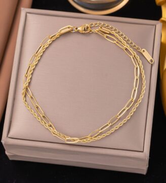 Ladies Anklet double layered chains