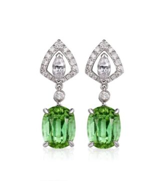 Emerald Green Dangling Earrings with a touch of silver