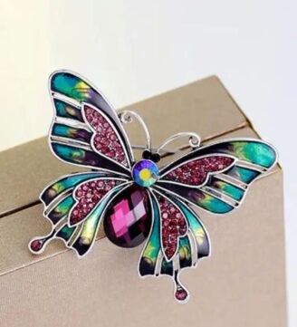 Multi colored butterfly brooch