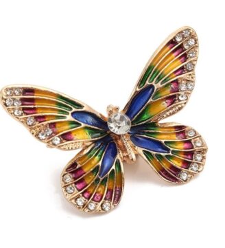 Mult-colored butterfly brooch with crystals