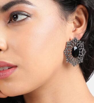 Stainless steel spider web earrings