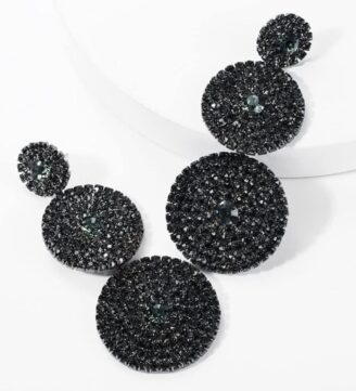 Black plated drop-down earrings