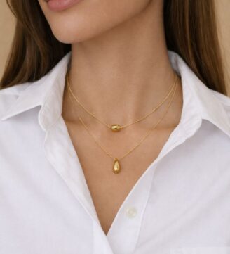 Two layered neck chain with pendants