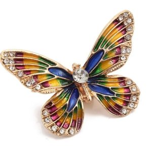 Mult-colored butterfly brooch with crystals