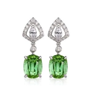 Emerald Green Dangling Earrings with a touch of silver
