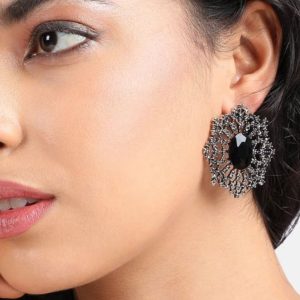 Stainless steel spider web earrings