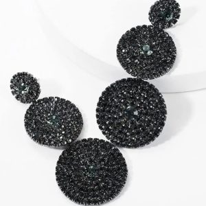 Black plated drop-down earrings