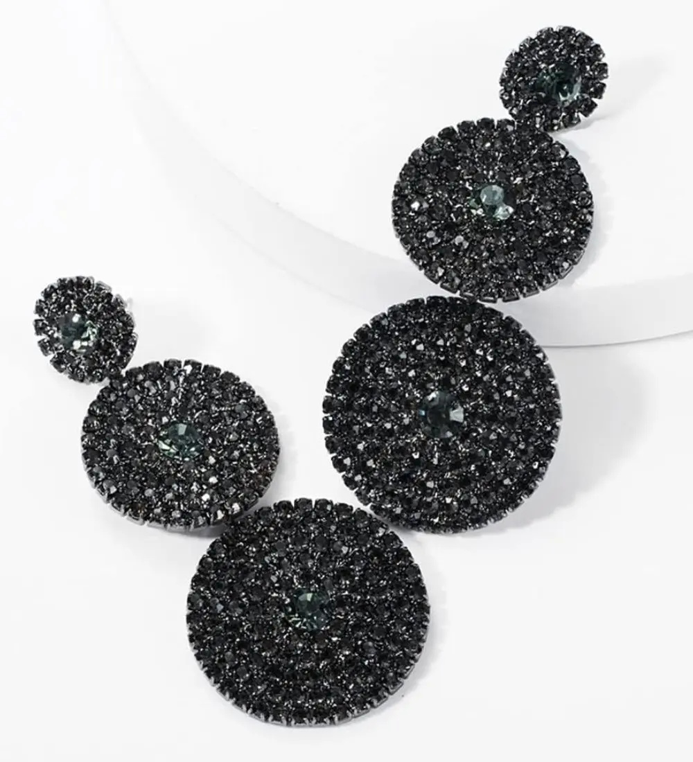 Black plated drop-down earrings