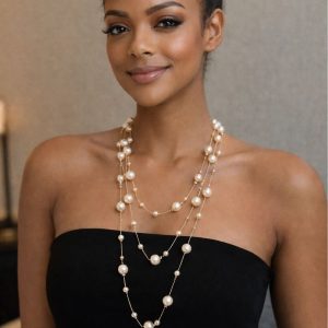 Long casual neck chain with pearls