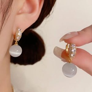 Ceramic Stone Earrings With Crystals