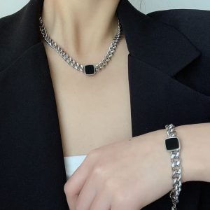 Chain neck piece with bracelet - available in silver and gold