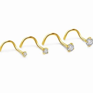 Stone Stud Nose Rings (Silver & Gold)