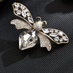 Silver with Crystal Diamond Bee Brooch