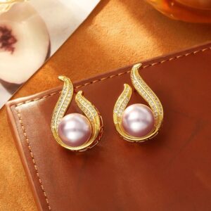 Pearl Earrings in Gold & Fushia