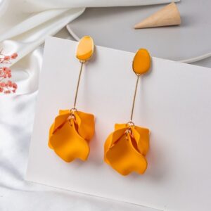 Drop down Petal Earrings in Orange