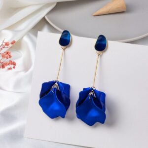 Drop down Petal Earrings in Royal Blue