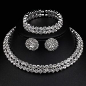 Crystal Jewelry Set with Bracelet, Earrings & Neck Choker