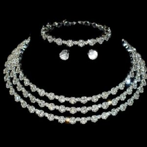 Crystal Jewelry Set with Bracelet, Earrings & Neck Choker