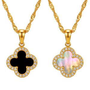Gold Plated Chain with Black/White Clove Pendant