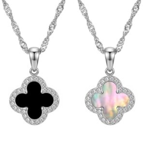 Silver Plated Chain with Black/White Clove Pendant