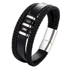 Leather Bracelet with Silver Buckle
